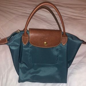Blue/Green Mini Longchamp Le Pliage Handbag